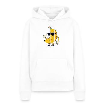 Banane chic lunettes thumbs up - Sweat à capuche Premium bio Femme - blanc - Devant - Julia (174cm)