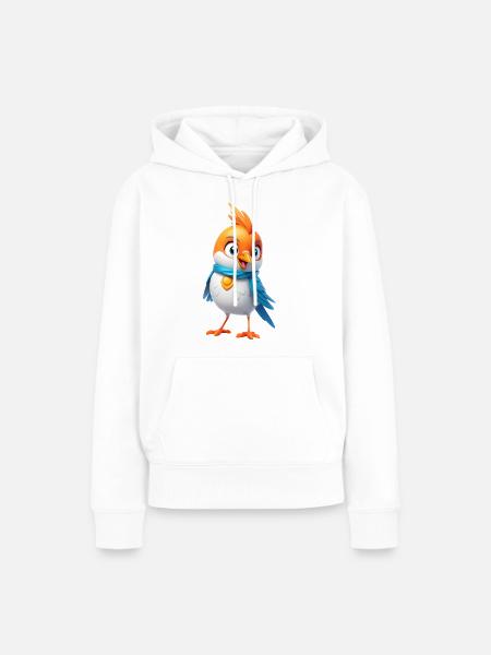Bunter Vogel mit Schal – Cartoon-Design - Frauen Premium Bio Hoodie - Weiß