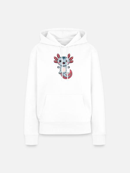 Axolotl Süß Comic - Frauen Premium Bio Hoodie - Weiß