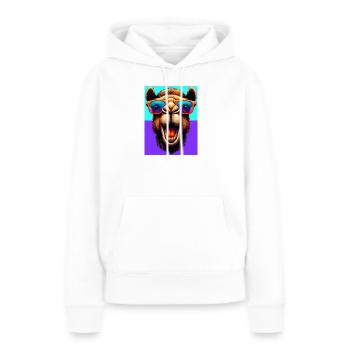 chameau - Sweat à capuche Premium bio Femme - blanc - Devant - Julia (174cm)