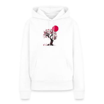 Karmesinblüten-Mondbaum - Frauen Premium Bio Hoodie - Weiß - Vorne - Julia (174cm)
