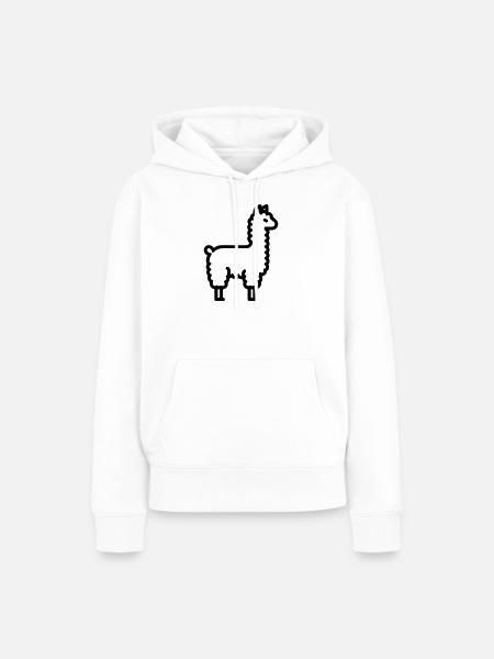 Lama - Frauen Premium Bio Hoodie - Weiß