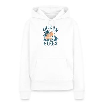 Ambiances océaniques de coucher de soleil - Sweat à capuche Premium bio Femme - blanc - Devant - Julia (174cm)