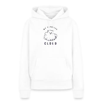 Mon nuage préféré - Poméranian - Sweat à capuche Premium bio Femme - blanc - Devant - Julia (174cm)