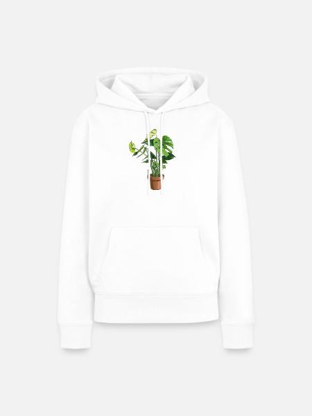 Monstera im Topf – Dschungelblätter - Frauen Premium Bio Hoodie - Weiß