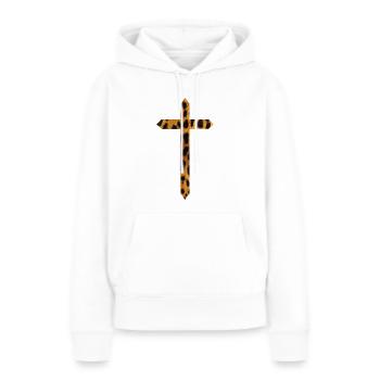 Cross in leopard design - Women’s Premium Organic Hoodie - white - Front - Julia (174cm)