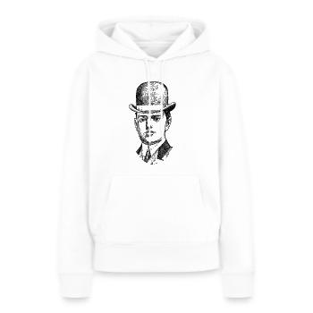 Gentleman avec melon en noir - Sweat à capuche Premium bio Femme - blanc - Devant - Julia (174cm)