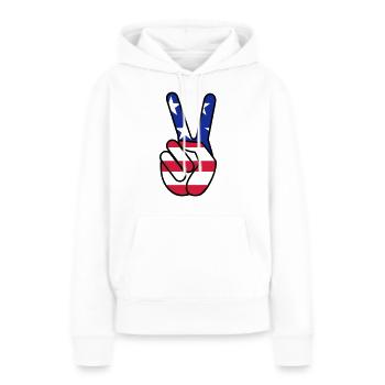 USA Victoire - Sweat à capuche Premium bio Femme - blanc - Devant - Julia (174cm)