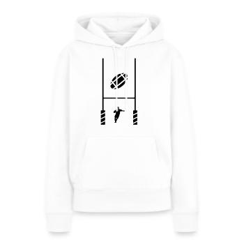 essai rugby - Sweat à capuche Premium bio Femme - blanc - Devant - Julia (174cm)