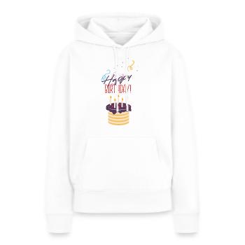 happy birthday - Frauen Premium Bio Hoodie - Weiß - Vorne - Julia (174cm)