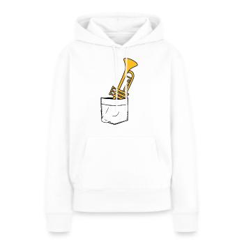 Brusttasche Trompete Unterwegs - Frauen Premium Bio Hoodie - Weiß - Vorne - Julia (174cm)