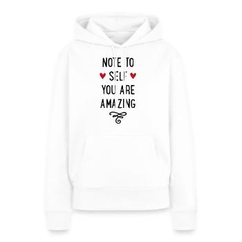 Motivation - Sweat à capuche Premium bio Femme - blanc - Devant - Julia (174cm)