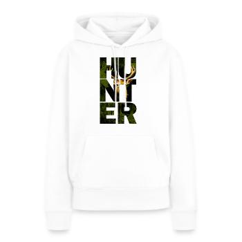 HUNTER Jäger - Frauen Premium Bio Hoodie - Weiß - Vorne - Julia (174cm)