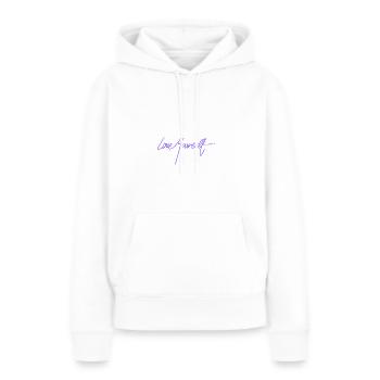 Aimez-vous - Sweat à capuche Premium bio Femme - blanc - Devant - Julia (174cm)