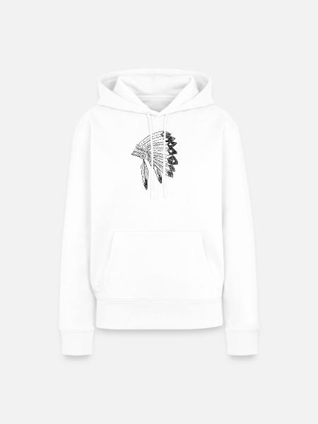 Indianer, Federn - Frauen Premium Bio Hoodie - Weiß