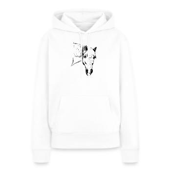 Haflinger Hafi Alpenquarter - Sweat à capuche Premium bio Femme - blanc - Devant - Julia (174cm)
