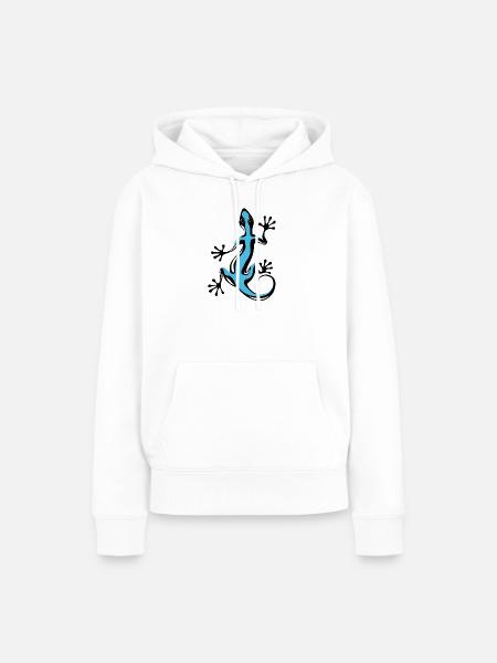 Blauer Gecko - Frauen Premium Bio Hoodie - Weiß
