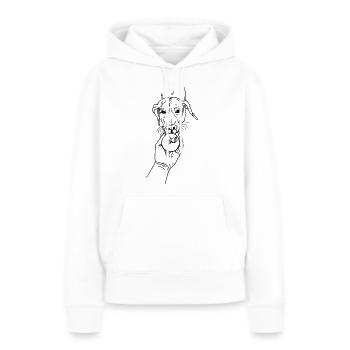 Hund mit Apfel - Frauen Premium Bio Hoodie - Weiß - Vorne - Julia (174cm)