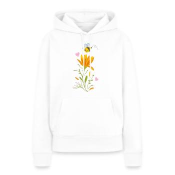 Joli design floral avec abeille - Sweat à capuche Premium bio Femme - blanc - Devant - Julia (174cm)