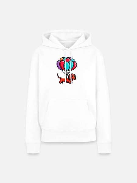 Dackelhund mit Luftballons - Frauen Premium Bio Hoodie - Weiß