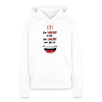 Elle ne mord pas, elle aime juste rire. - Sweat à capuche Premium bio Femme - blanc - Devant - Julia (174cm)