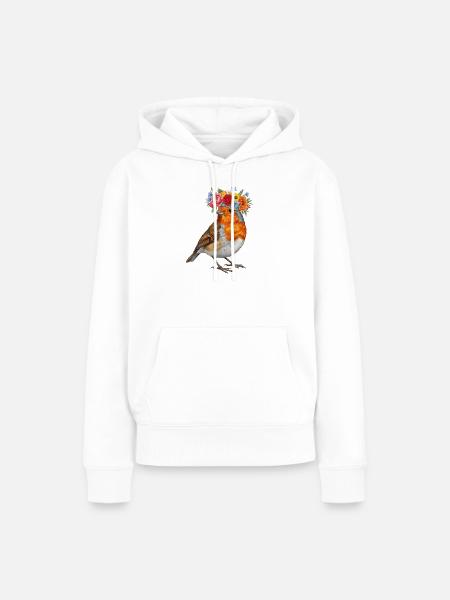 Blumenkrone Rotkehlchen - Frauen Premium Bio Hoodie - Weiß