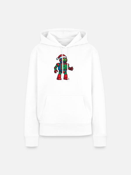Roboter mit Weihnachtsbaum - Frauen Premium Bio Hoodie - Weiß