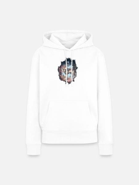 Wolf - Frauen Premium Bio Hoodie - Weiß