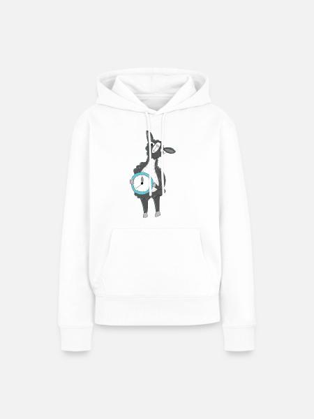 Lama mit Uhr - Frauen Premium Bio Hoodie - Weiß