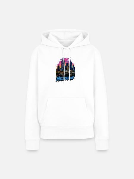 Melbourne Pop Art Skyline Sunset - Frauen Premium Bio Hoodie - Weiß