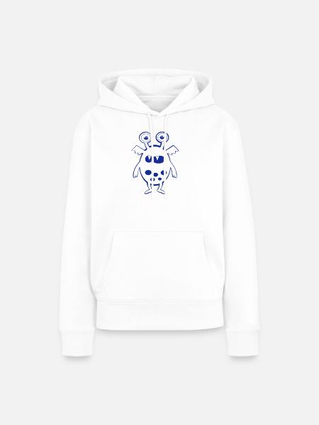 Mondmonster Blau – Freundlicher Alien - Frauen Premium Bio Hoodie - Weiß