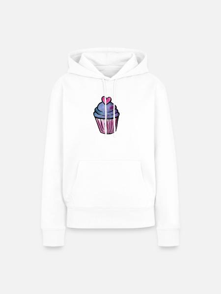 Aquarell Cupcake-Herz - Frauen Premium Bio Hoodie - Weiß