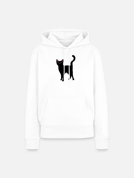 Neon-Katzengesicht auf Schwarz - Frauen Premium Bio Hoodie - Weiß