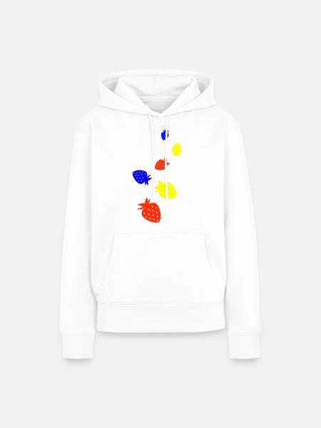 Frucht Erdbeere - Frauen Premium Bio Hoodie - Weiß