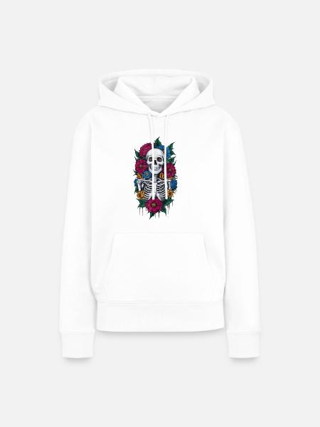 Floral skeleton 2 - Frauen Premium Bio Hoodie - Weiß