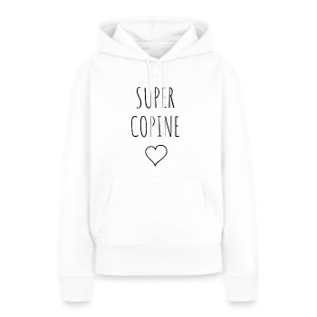 SUPER COPINE COEUR - Sweat à capuche Premium bio Femme - blanc - Devant - Julia (174cm)