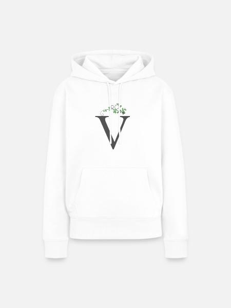 V mit Kleeblätter - Frauen Premium Bio Hoodie - Weiß