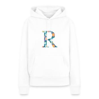 Personalisierbar Monogramm R Blumenmuster - Frauen Premium Bio Hoodie - Weiß - Vorne - Julia (174cm)