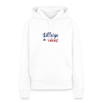 Lilloise de coeur - Sweat à capuche Premium bio Femme - blanc - Devant - Julia (174cm)