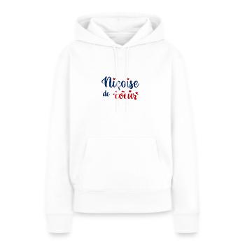 Niçoise de coeur - Sweat à capuche Premium bio Femme - blanc - Devant - Julia (174cm)