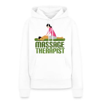 Massage vintage - Sweat à capuche Premium bio Femme - blanc - Devant - Julia (174cm)