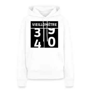 passage à quarante - Sweat à capuche Premium bio Femme - blanc - Devant - Julia (174cm)