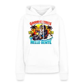 Schluss mit Stress: Hallo Rente - Frauen Premium Bio Hoodie - Weiß - Vorne - Julia (174cm)