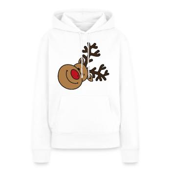 Renne heureux(Rudolph) - Sweat à capuche Premium bio Femme - blanc - Devant - Julia (174cm)