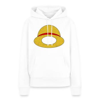 Luffy"s Straw Hat - Sweat à capuche Premium bio Femme - blanc - Devant - Julia (174cm)