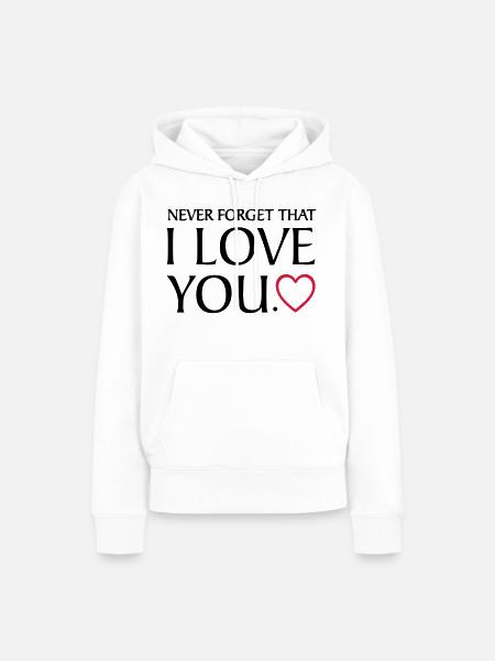 Jag älskar dig I love you my girlfriend boyfriend - Dame Premium hoodie, økologisk bomuld - hvid
