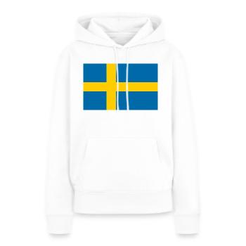 Drapeau de la Suède 🇸🇪 - Sweat à capuche Premium bio Femme - blanc - Devant - Julia (174cm)
