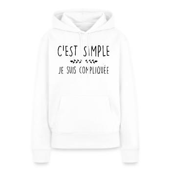 C'est simple je suis compliquée Humour Femme - Sweat à capuche Premium bio Femme - blanc - Devant - Julia (174cm)