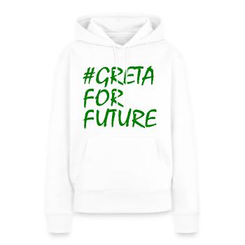 greta for future - Frauen Premium Bio Hoodie - Weiß - Vorne - Julia (174cm)