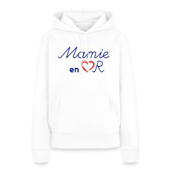 Mamie en or Citation Grand-Mère D'Amour - Sweat à capuche Premium bio Femme - blanc - Devant - Julia (174cm)